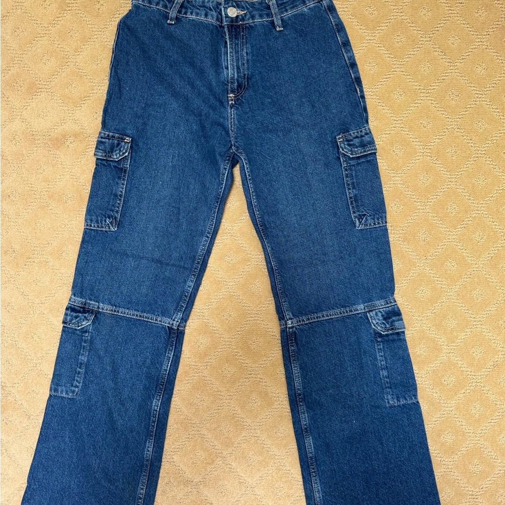 Zara Blue Flare Wide Leg Jeans